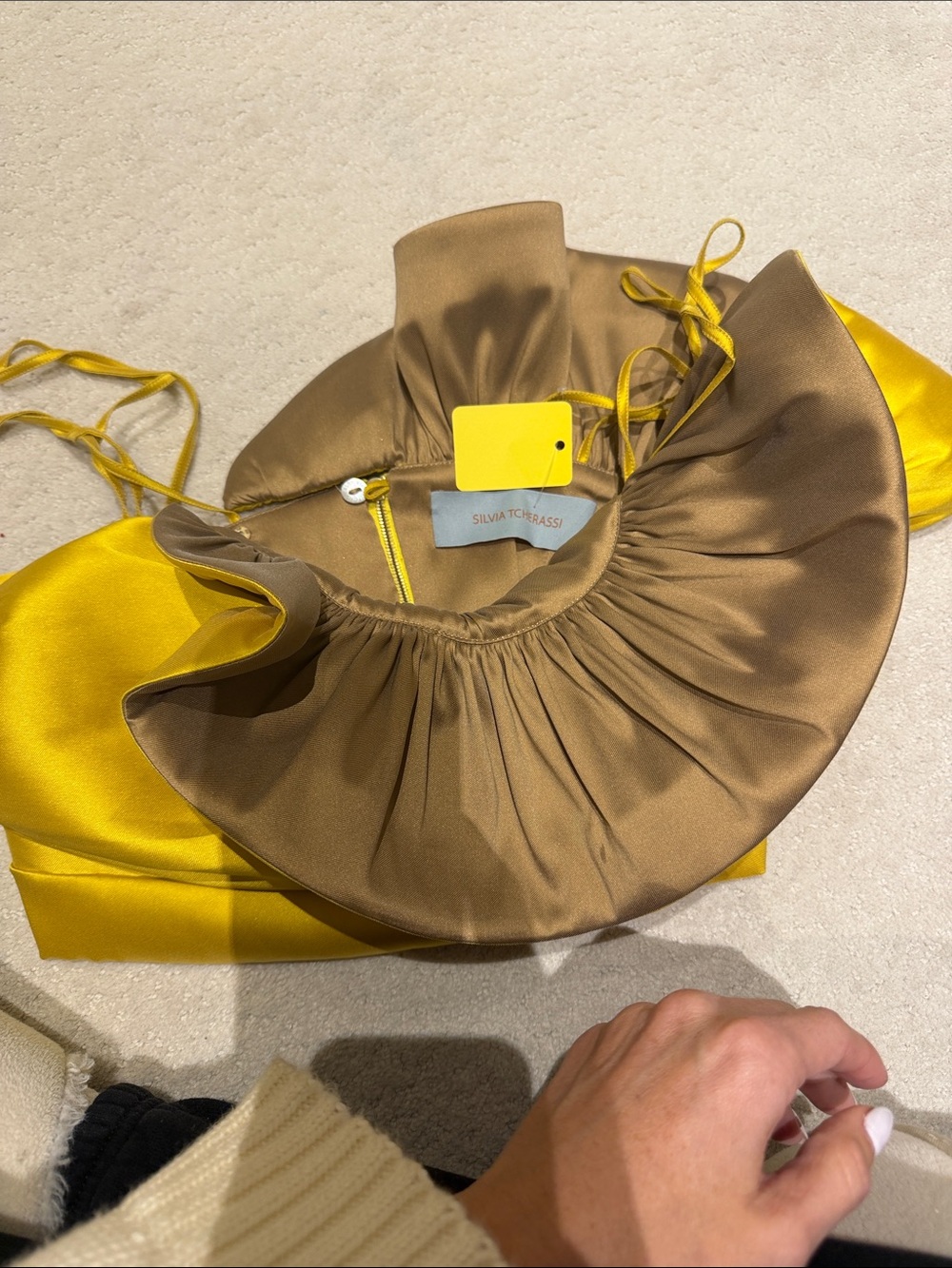 Silvia Tcherassi Yellow Satin crop top